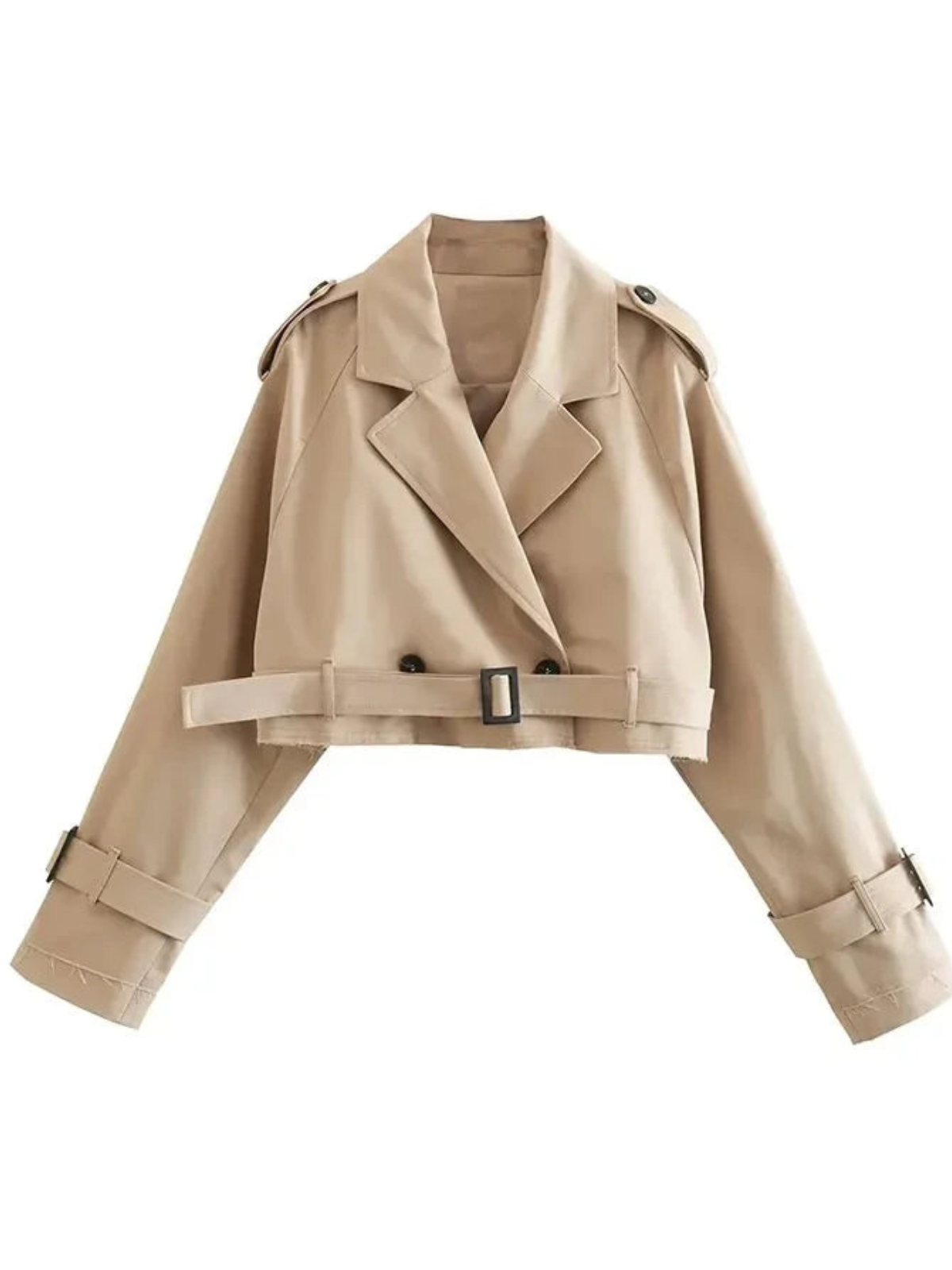 Belted Cropped Trench Jacket