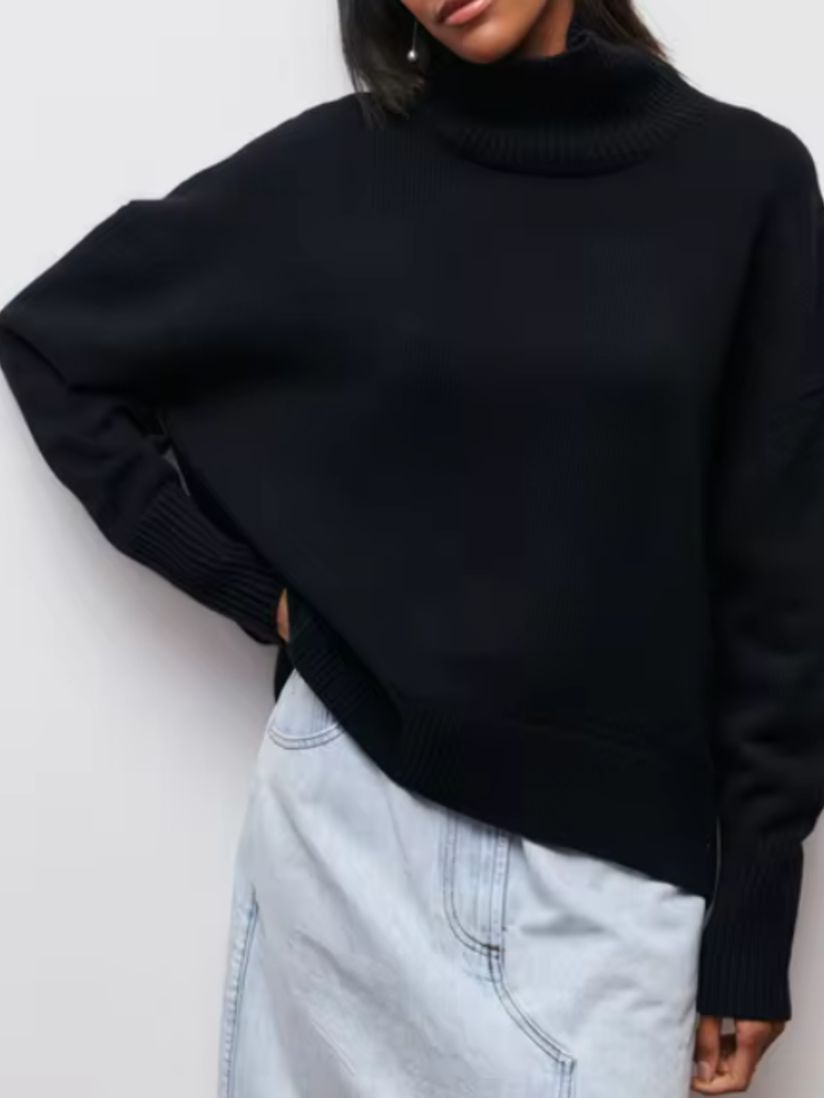 Oversized Turtleneck Knit Sweater