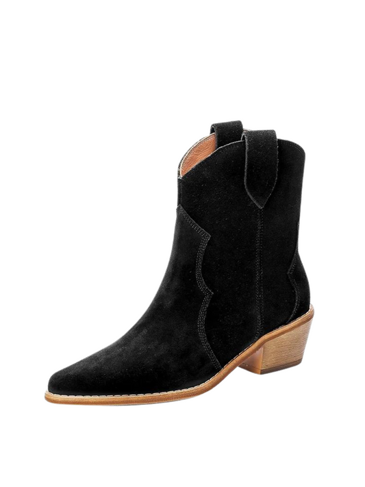 Classic Cow Suede Western Ankle Boots