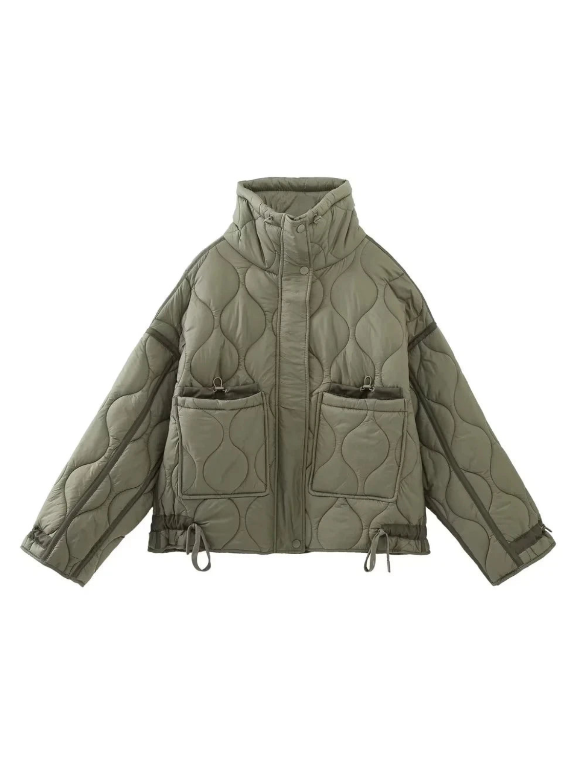 Drawstring Long Sleeve Puffer Jacket