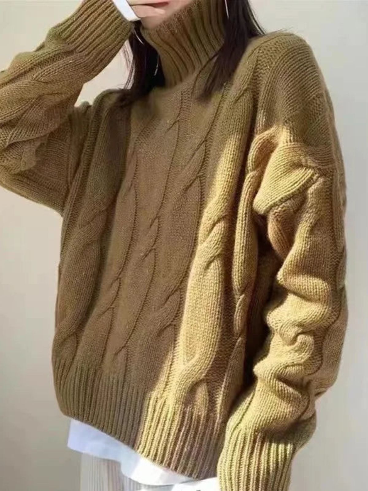 Thick Knit Wool Turtleneck Sweater