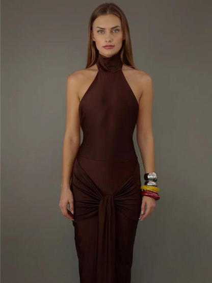 Irregular Backless Bodycon Maxi Dress