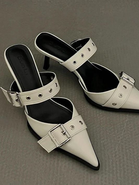 Buckle Strap Slingback Heels