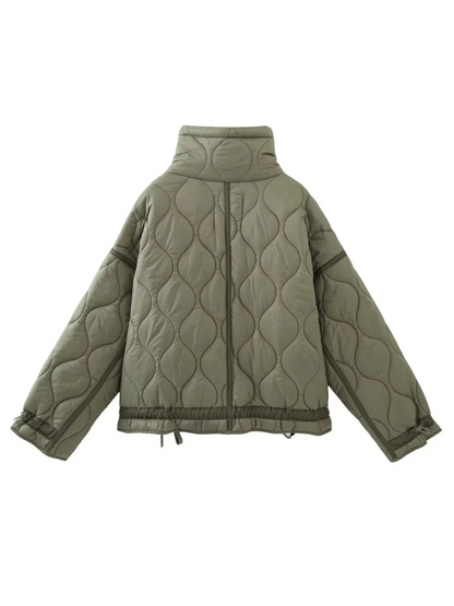 Drawstring Long Sleeve Puffer Jacket