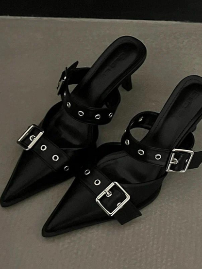 Buckle Strap Slingback Heels