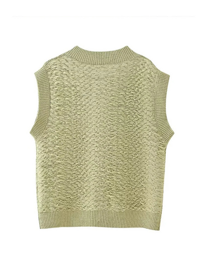 Green Single-Breasted Knit Vest