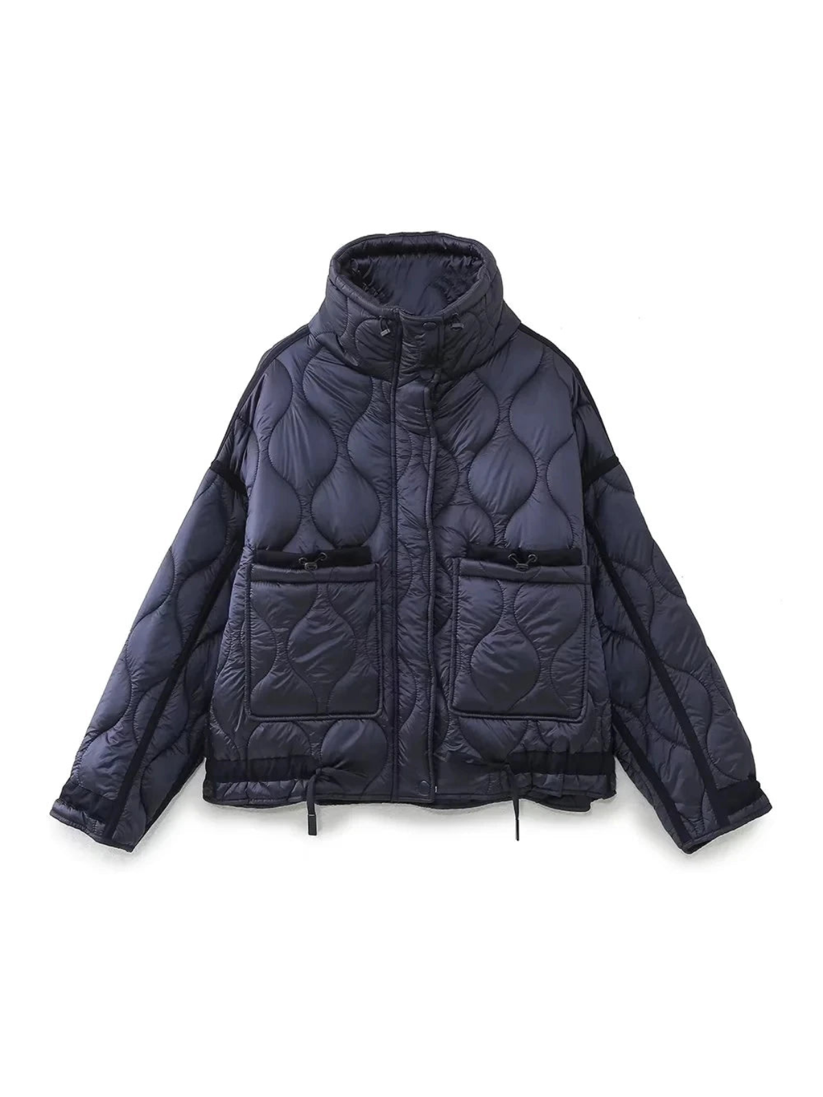 Drawstring Long Sleeve Puffer Jacket