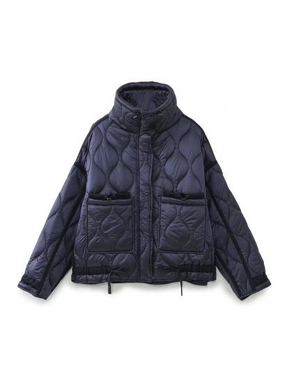 Drawstring Long Sleeve Puffer Jacket