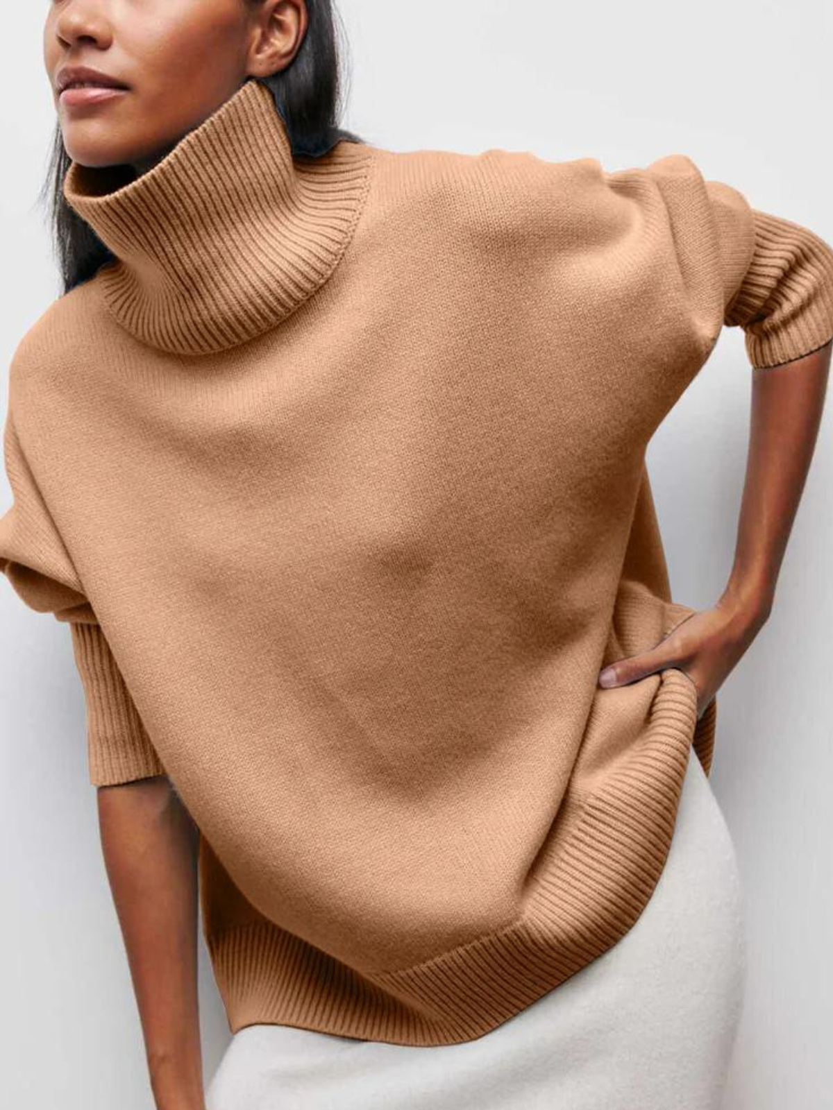 Oversized Turtleneck Knit Sweater