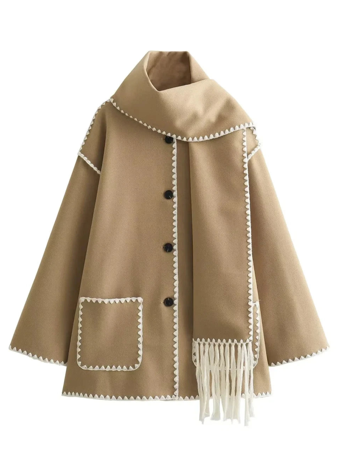 Zigzag Scarf Collar Jacket