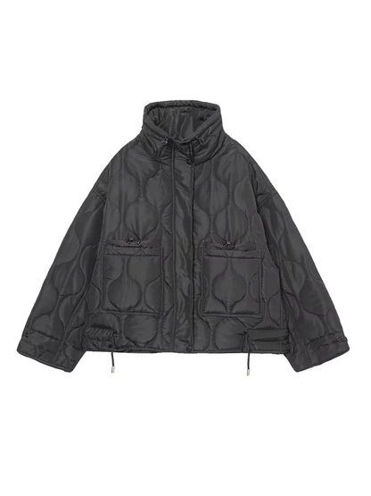 Drawstring Long Sleeve Puffer Jacket