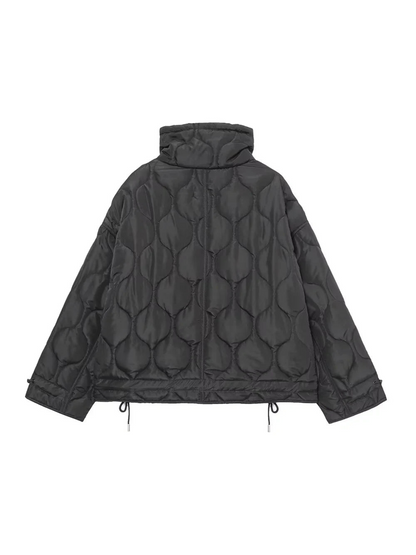 Drawstring Long Sleeve Puffer Jacket