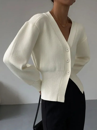 Elegant V-Neck Knitted Cardigan