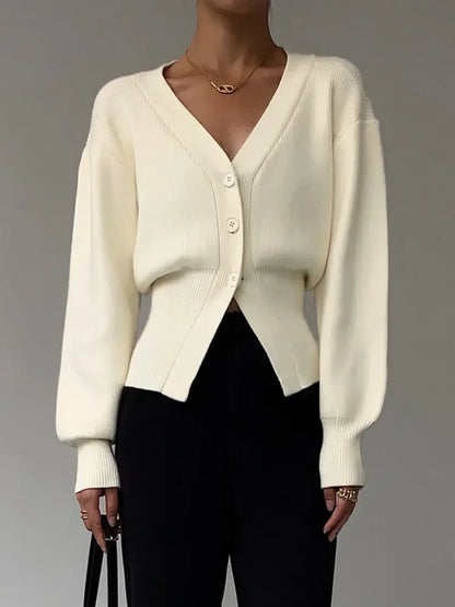 Elegant V-Neck Knitted Cardigan