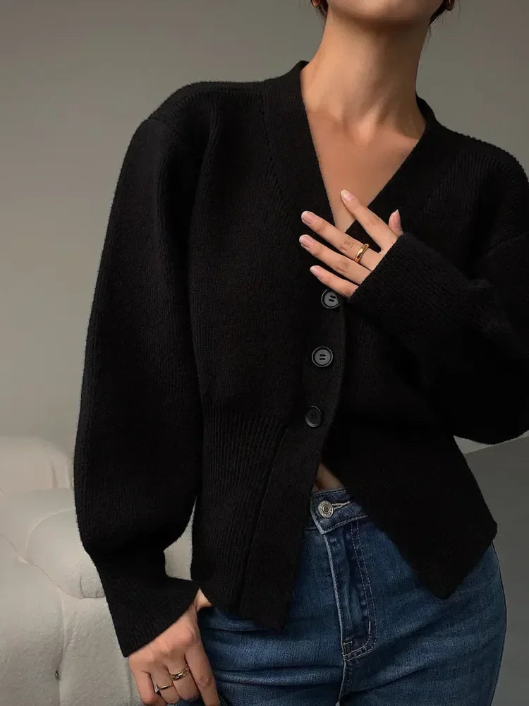 Elegant V-Neck Knitted Cardigan